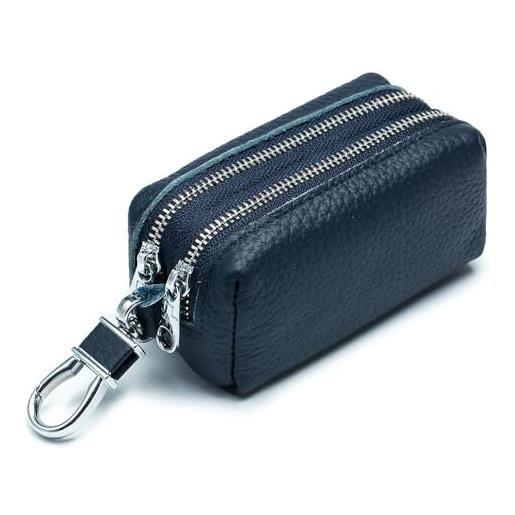 Hemasa portachiavi per auto alla moda, portachiavi da governante, organizer con doppia cerniera, portachiavi, blu zaffiro, kawaii