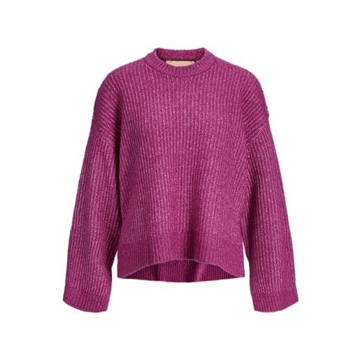 JJXX jxsigga girocollo maglione lavorato a maglia, fucsia rosso/dettaglio: /new maroon neck piping, xl donna