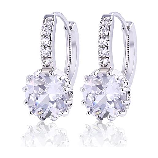 Gulicx Orecchini A Cerchio Argento 925 Con Zirconia Cubica Quadrata - Eleganti E Brillanti