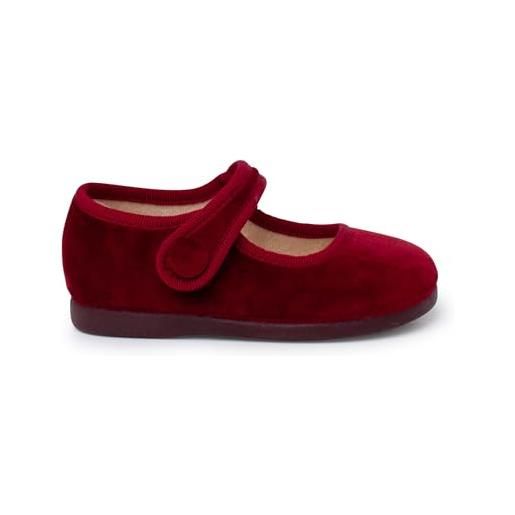 Pisamonas ballerine con cinturino velvet chiusura a strappo bottone misurare 28 colore bordeaux