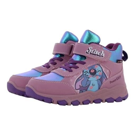 Leomil lilo & stitch stivali da neve female scarpe invernali bambini antiscivolo stivaletti invernali 27, suola antiscivolo per i giorni freddi d'inverno, viola