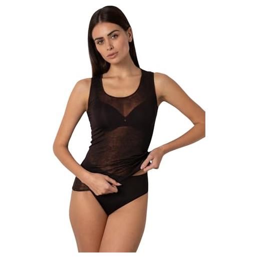 LADY·C canotta donna in modal e cashmere scollata e spalla larga tessuto ultra light - comoda - pratica - leggera - calda. Colori primavera (it, testo, s, regular, regular, coffee)