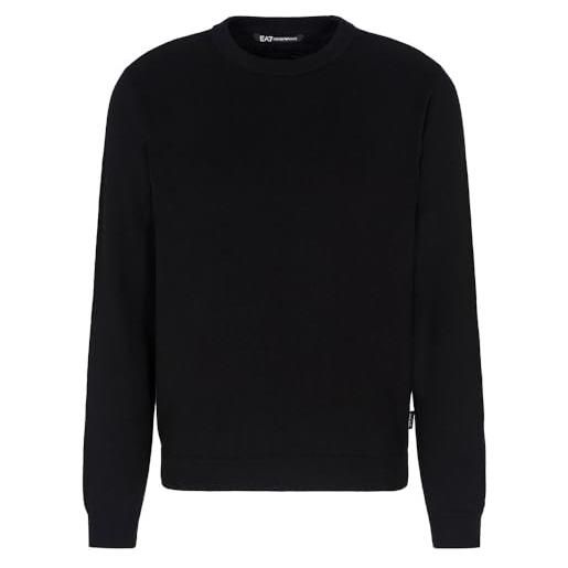 EA7 emporio armani maglioncino girocollo da uomo in misto lana, 7m000541 (it, testo, xxl, regular, regular, nero)