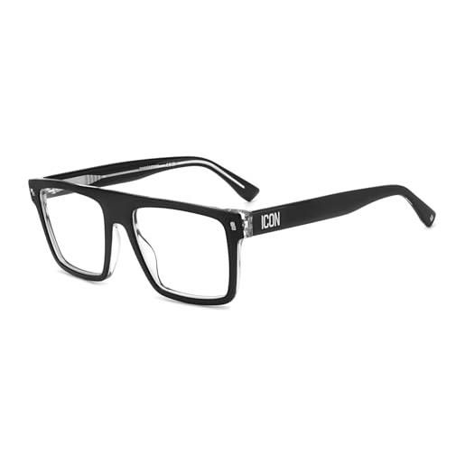 Dsquared2 occhiali vista icon 0012 7c5 54/18/145 uomo, 7c5/18 black crystl, 54