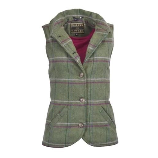 WALKER AND HAWKES - gilet derby tweed ashby da donna - striscia rosa - eu 36 (uk 8)