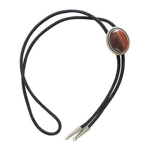 JEAN'S FRIEND vintage silver plated nature red tiger eye stone oval bolo tie cravatta
