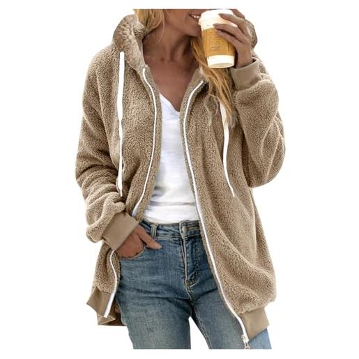 Generic felpe e felpe con cappuccio da donna, giacca in pile con zip intera, giacche con cappuccio, maniche lunghe, cappotto con cappuccio, giacche invernali calde giacche invernali doppie soffici felpe con