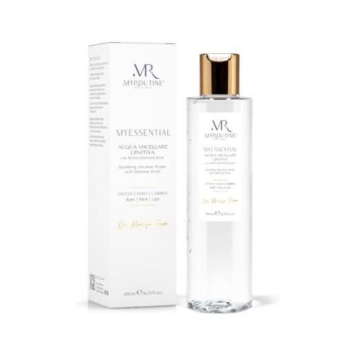 MyRoutine Health & Beauty my. Essential acqua micellare lenitiva - detergente viso e struccante waterproof occhi e labbra - ideale per pelle sensibile - con rosa damascena - 200 ml
