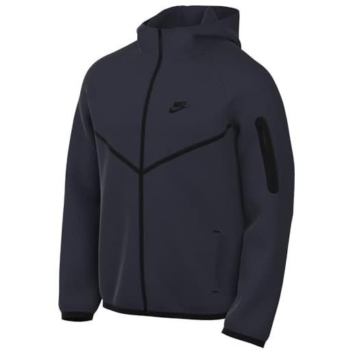 Nike felpa con cappuccio windrunner e zip a tutta lunghezza tech - uomo, obsidian/black, hv0949-451, m