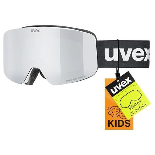 Uvex pwdr fm, maschera da sci unisex bambino, black matt/green-clear, one size