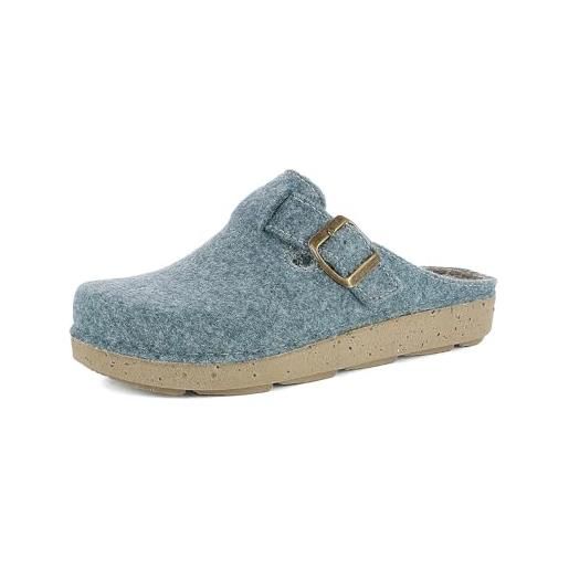 inblu pantofole donna ecofriends con fibbia, materiale riciclato, altezza tacco 3,5 cm, azzurro, 36 eu