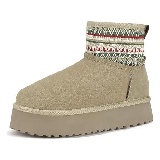 Mishansha stivali da neve donna calda comode stivaletti invernali antiscivolo marrone chiaro 38eu