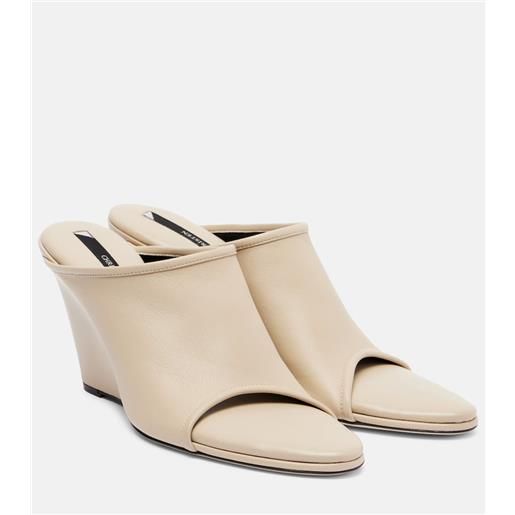 Christen mules strap stretch 75 in pelle con zeppa