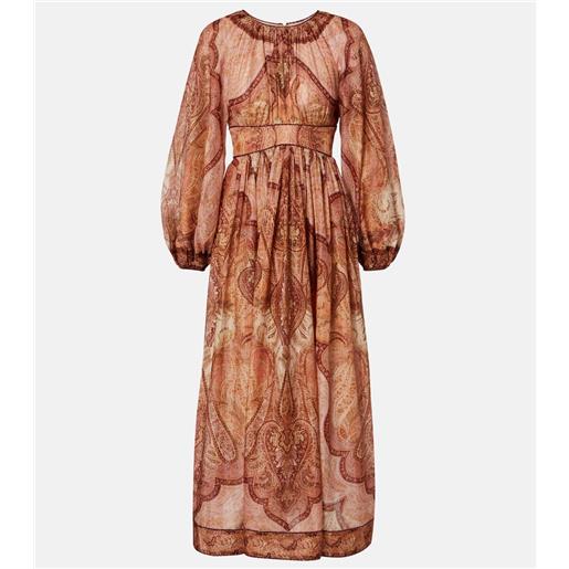 Zimmermann abito midi wanderlust con stampa