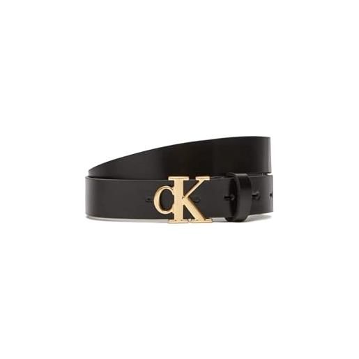 Calvin Klein donna cintura monogram plaque buckle 2,5 cm cintura in pelle, nero (black), 85 cm