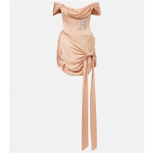 Clio Peppiatt miniabito paloma drappeggiato con decorazioni