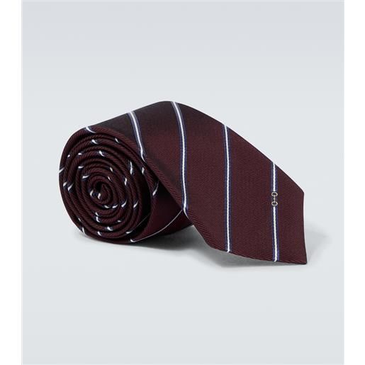 Gucci cravatta horsebit in twill di seta a righe