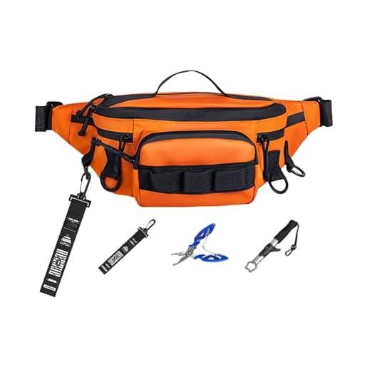 XAGMODSHN marsupio da pesca esplorazione in tessuto impermeabile 6 scomparti comoda tracolla contenitore per attrezzi borsa in tessuto oxford impermeabile, a, set intero