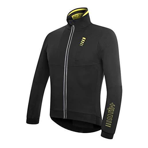 Rh+ omega lite airx soft shell, endurance bike jacket uomo, black-yellow fluo, l