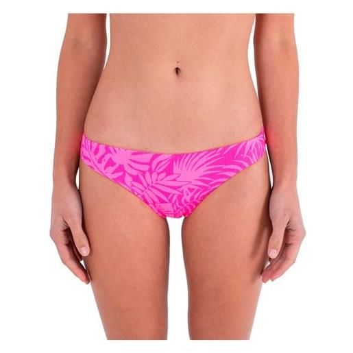 Hurley jungle walk moderate bottom mutandine bikini, pink punch, xs donna