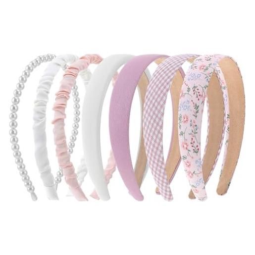 COMNICO set di 7 fasce per capelli alla moda da donna, antiscivolo, in tessuto scintillante, in vari colori, accessori per capelli per donne, ragazze e bambini