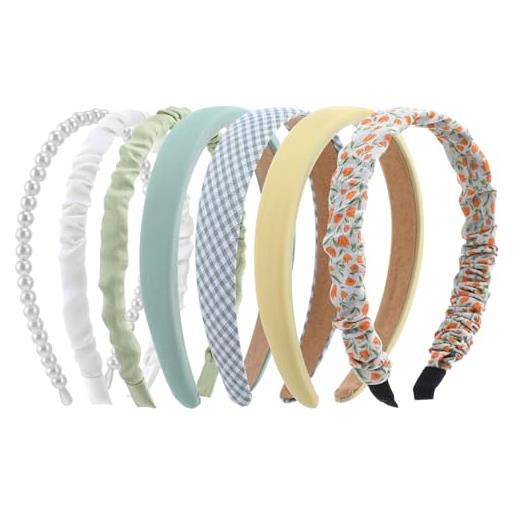 COMNICO set di 7 fasce per capelli alla moda da donna, antiscivolo, in tessuto scintillante, in vari colori, accessori per capelli per donne, ragazze e bambini (verde)