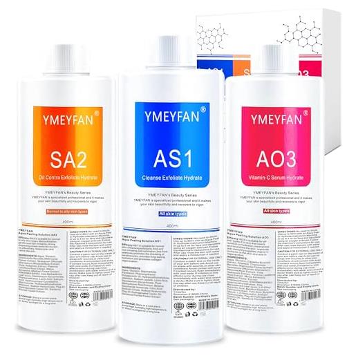 YMEYFAN as1 sa2 ao3 aqua peeling solution per macchina per il viso, idrogeno e ossigeno professionali, sieri idratanti per la pulizia del viso (400 ml/flacone)