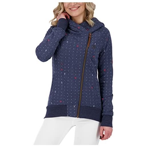 alife & kickin snake charmerak b felpa da donna, per il tempo libero, cerniera e cappuccio, taglie xs-xxl, blu marine melange