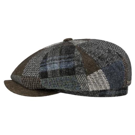 Stetson coppola hatteras viscott patchwork uomo - made in the eu berretto newsboy con visiera, visiera autunno/inverno autunno inverno - xl (60-61 cm) marrone-blu