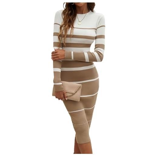 tinbarry abito lavorato a maglia abito maglione donna abito invernale a maniche lunghe abito maglione autunno inverno abito lungo aderente a righe abito casual elegante abito a tunica