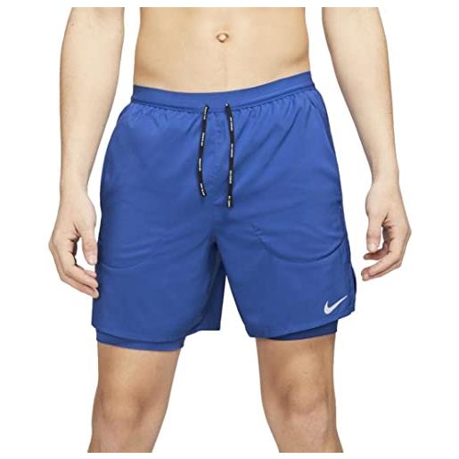 Nike flex stride - pantaloncini da uomo 2 in 1, blu - nero, s
