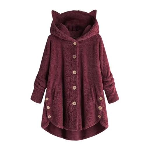 DUOYANGJIASHA Felpa Lunga Con Cappuccio Da Donna A Tunica, In Pile, Con Cerniera E Tasche, Calda Per Inverno, Taglie Forti Fino A XXXL
