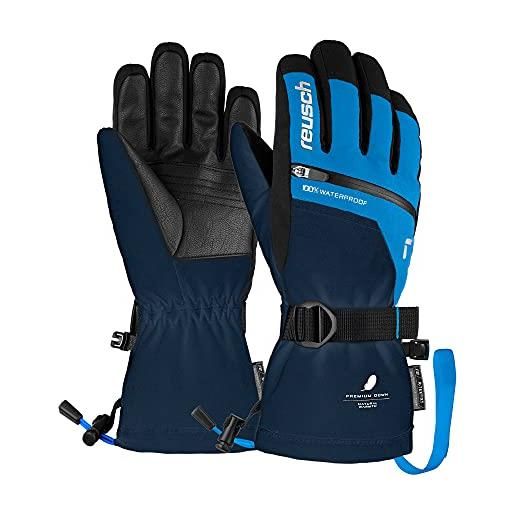 Reusch lando r-tex junior guanti invernali particolarmente caldi, impermeabili e traspiranti con piume, blu, 5 bambino