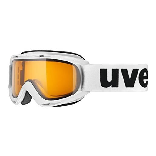Uvex slider lgl, occhiali da sci per bambini, con intensificazione del contrasto, campo visivo ampliato, privo di appannamenti, white/lasergold lite-clear, one size