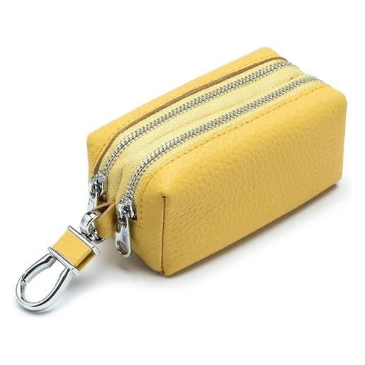 Hemasa portachiavi per auto alla moda, portachiavi da governante, organizer con doppia cerniera, portachiavi, giallo oca. , kawaii