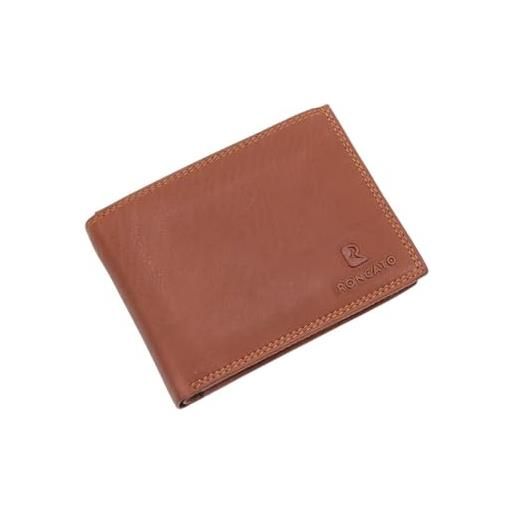 R Roncato portafoglio uomo pelle stile nappa, dotato di portamonete, spazi per carte di credito, id card e banconote, cammello, cammello, classico