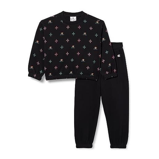 Champion legacy legacy sweatsuits g - all-over ultralight powerblend fleece crewneck tuta sportiva, nero, 11-12 anni bambina fw23
