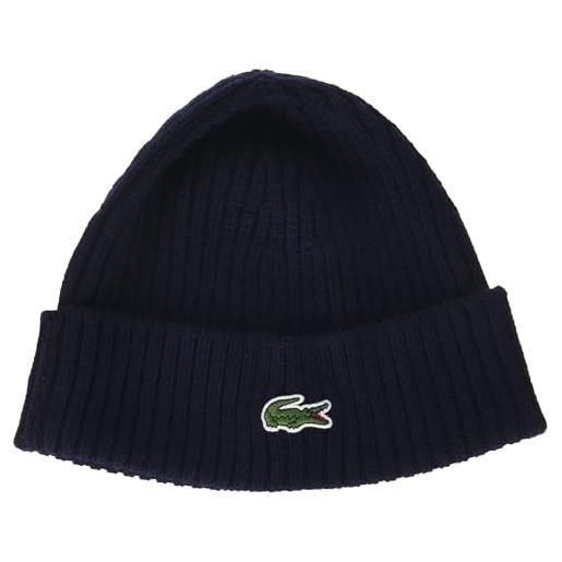 Lacoste berretto da uomo in lana a coste, colore: nero. , taglia unica