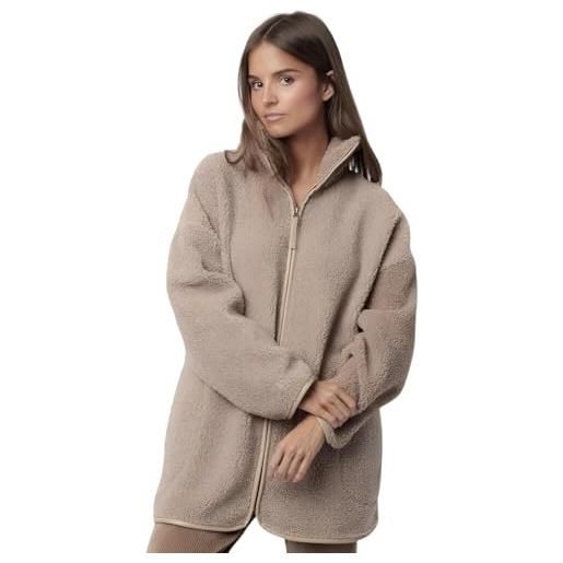 ADMAS vestaglia donna invernale in pile shearling art. 67323 - con cerniera e tasche - colore chocolate - calda e morbida - idea regalo (it, testo, xxl, regular, regular, chocolate)