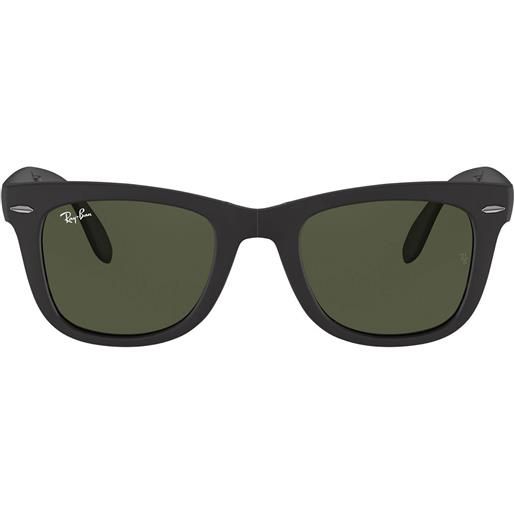 Ray-Ban occhiali da sole rb4105 601s wayfarer folding nero opaco/verde g-15 unisex