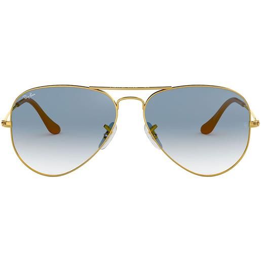 Ray-Ban occhiali da sole rb3025 001/3f aviator gradient oro/azzurro unisex