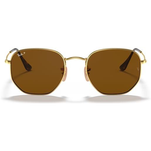 Ray-Ban occhiali da sole rb3548n 001/57 hexagonal oro/marrone unisex polarizzati
