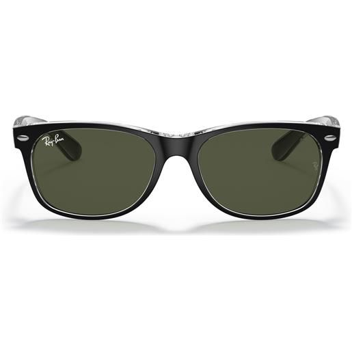Ray-Ban occhiali da sole rb2132 6052 new wayfarer nero/verde g-15 unisex