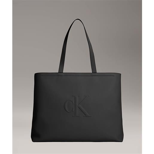 Calvin klein jeans borsa tote slim logo tono su tono donna