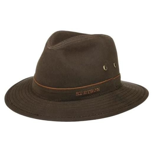 Stetson avasun waxed cotton traveller donna/uomo - cappello di tessuto outdoor in cotone con pistagna estate/inverno primavera estate autunno inverno - l (58-59 cm) marrone scuro