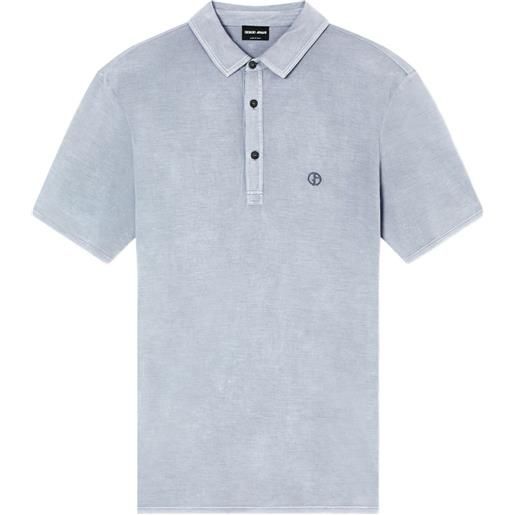 Giorgio Armani polo con logo ricamato - blu
