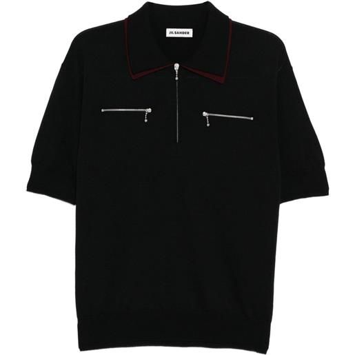 Jil Sander polo con zip - nero