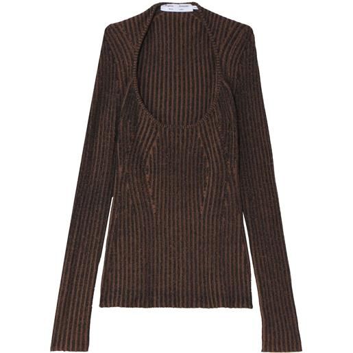Proenza Schouler White Label maglione a coste con scollo ampio - marrone