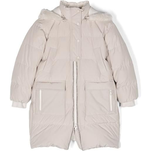 Brunello Cucinelli Kids cappotto imbottito con cappuccio - toni neutri