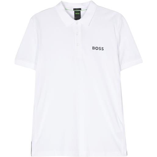 BOSS polo con logo gommato - bianco